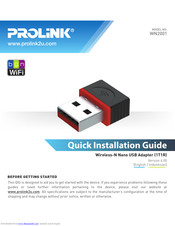 PROLiNK WN2001 Quick Installation Manual