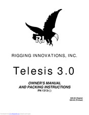 RIGGING INNOVATIONS Telesis 3.0 Owner's Manual And Packing Instructions