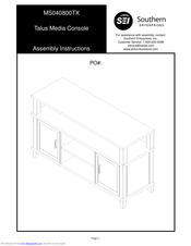 Southern Enterprises Talus MS040800TX Assembly & Instruction Manual