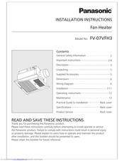 Panasonic FV-07VFH3 Installation Instructions Manual