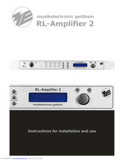 musikelectronic geithain RL-Amplifier 2 Instructions For Installation And Use Manual