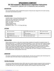 Speakman SE-700 Installation, Maintenance & Operating Instructions