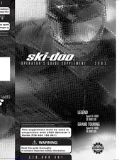 Ski-Doo Legend SE 800 SDI 2003 Operator's Manual Supplement
