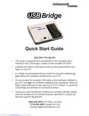 ENHANCED VISION USB Bridge Quick Start Manual
