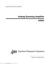 SRS Labs SIM980 Operation And Service Manual