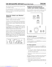 Tascam CD-601MKII Quick Start Manual
