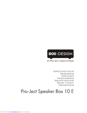Pro-Ject Audio Systems 10 E Instructions For Use Manual