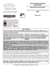 Astria Fireplaces F0703 Installation And Operation Instructions Manual