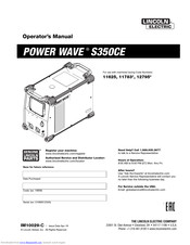 Lincoln Electric POWER WAVE S350CE Operator's Manual
