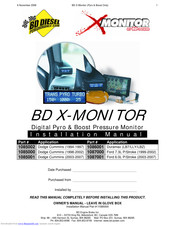BD Diesel Performance X-Monitor 1085000 Installation Manual