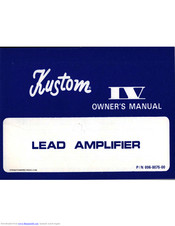 Kustom IV Owner's Manual