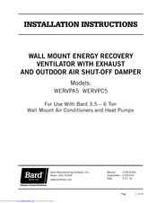 Bard WERVPC5 Installation Instructions Manual