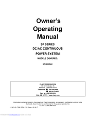 Clary Corporation SP1250DLE Operating Manual