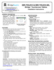 NAPCO IBR-TOUCH Installation Instructions Manual