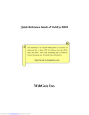 WebGate WebEye B101 Quick Reference Manual