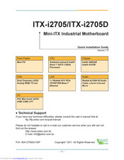Arbor Technology ITX-i2705 Quick Installation Manual