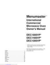 Menumaster DEC1800VP series Owner's Manual