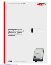 Fronius Primo 208-240 Operating Instructions Manual