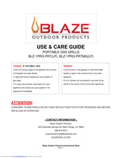 Blaze Outdoor BLZ-1PRO-PRT(LP) Use & Care Manual