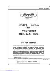 OTC DAIHEN EUROPE CM-741 Owner's Manual
