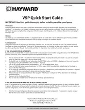 Hayward VSP Quick Start Manual