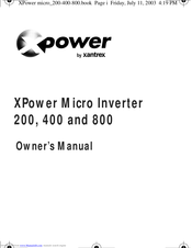 Xantrex XPower 800 Owner's Manual