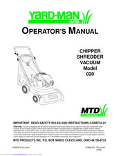 Mtd Yard-Man 020 Operator's Manual