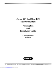 BIO RAD iCycler iQ Packing List And Installation Manual