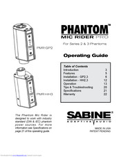 SABINE Phantom Mic Rider Pro PMR-HH3 Operating Manual