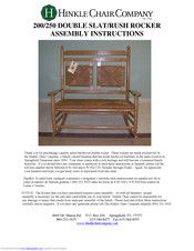 Hinkle Chair Company 200 Assembly Instructions Manual