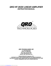 QRO Technologies HF-3KDX Instruction Manual