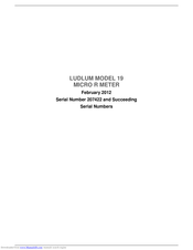 Ludlum MODEL 19 Manual