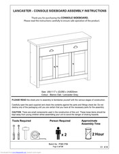 Lancaster CONSOLE SIDEBOARD Assembly Instructions Manual