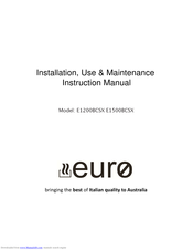 Euro E120BCSS Installation, Use & Maintenance Instruction Manual