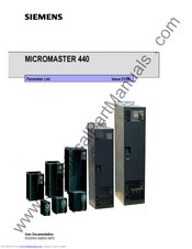 siemens MICROMASTER 440 Parameter Manual
