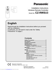 Panasonic CZ-RWSU3 Installation Instructions Manual