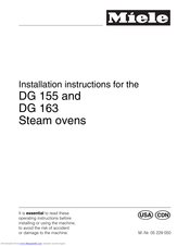 Miele DG 163 Installation Instructions Manual