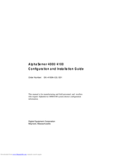 Digital Equipment AlphaServer 4000 Configuration And Installation Manual