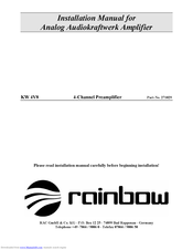 Rainbow KW 4V8 Installation Instructions Manual