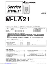 Pioneer M-LA21 Service Manual