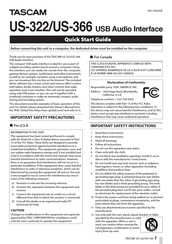 Tascam US-322 Quick Start Manual