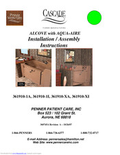 Penner Cascade Alcove Installation And Assembly Instructions