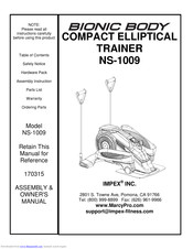 Bionic Body NS-1009 Assembly & Owners Manual