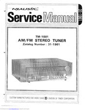 Realistic TM-1001 Service Manual