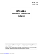 Delta OHM HD2304.0 Manual