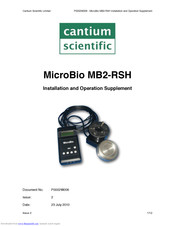 Cantium Scientific MicroBio MB2-RSH Installation And Operation Supplement