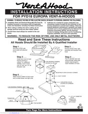 Vent-A-Hood PYD18 Installation Instructions
