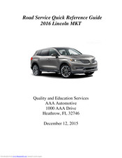 Lincoln 2016 MKT Service Quick Reference Manual