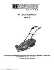 Recharge Mower PMLI-14 Safety, Assembly, Operating And Maintenance Instructions