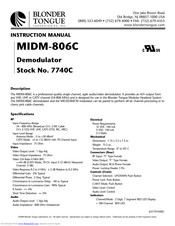 Blonder tongue MIDM-806C Instruction Manual